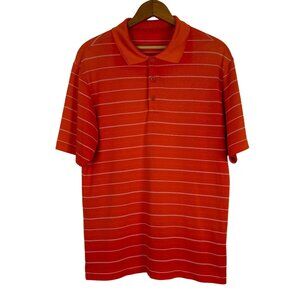 Nike Golf Dri-Fit Polo Shirt Men’s Small Orange White Stripe Performance